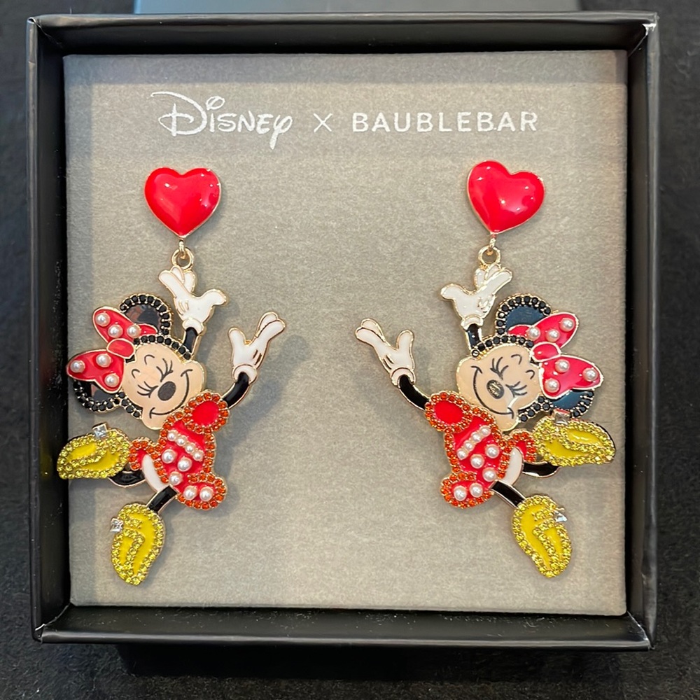 Disney X Baublebar Swinging Minnie Mouse Earrings.